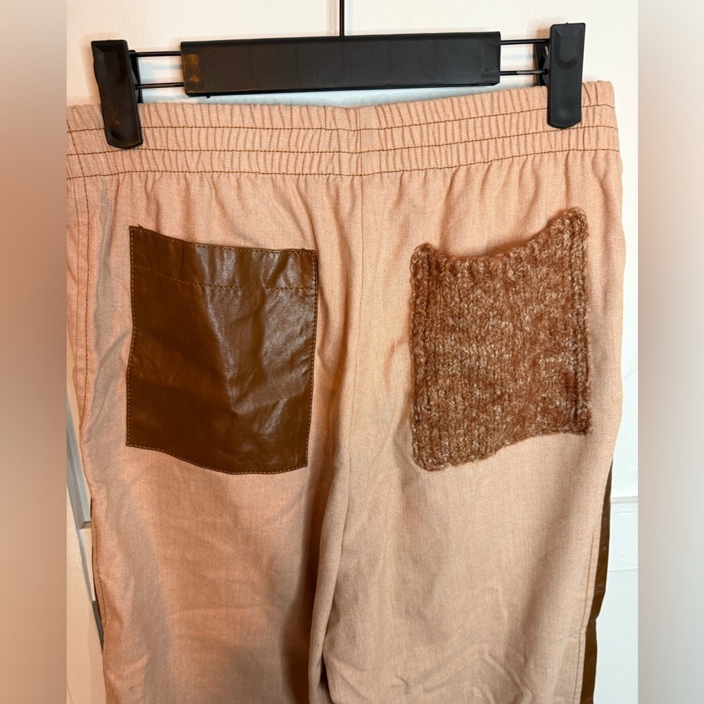 Anthropologie Beatrice B Faux Leather Trim Joggers - Picture 8 of 9